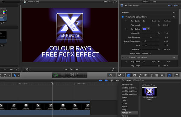 Free XEffects Colour Rays Effect Plugin for Final Cut Pro X