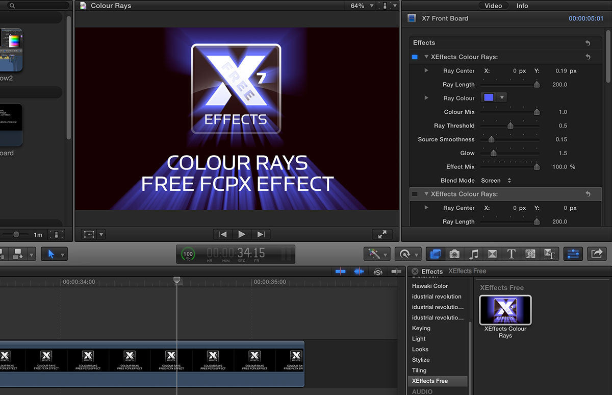 Free XEffects Colour Rays Effect Plugin for Final Cut Pro X Idustrial Revolution